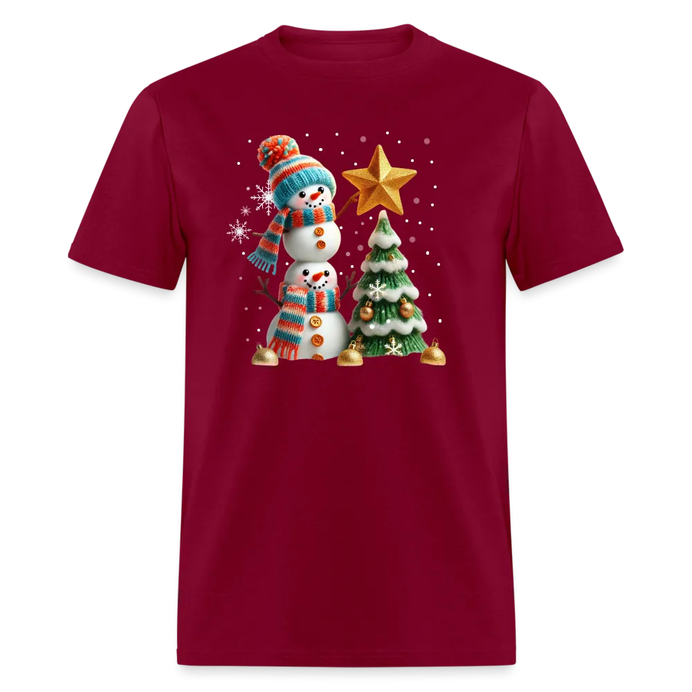 Cute Christmas Funny Snowman Decorating Tree T-Shirt