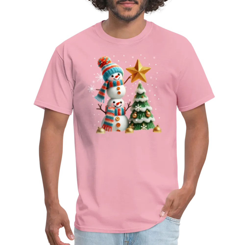 Cute Christmas Funny Snowman Decorating Tree T-Shirt