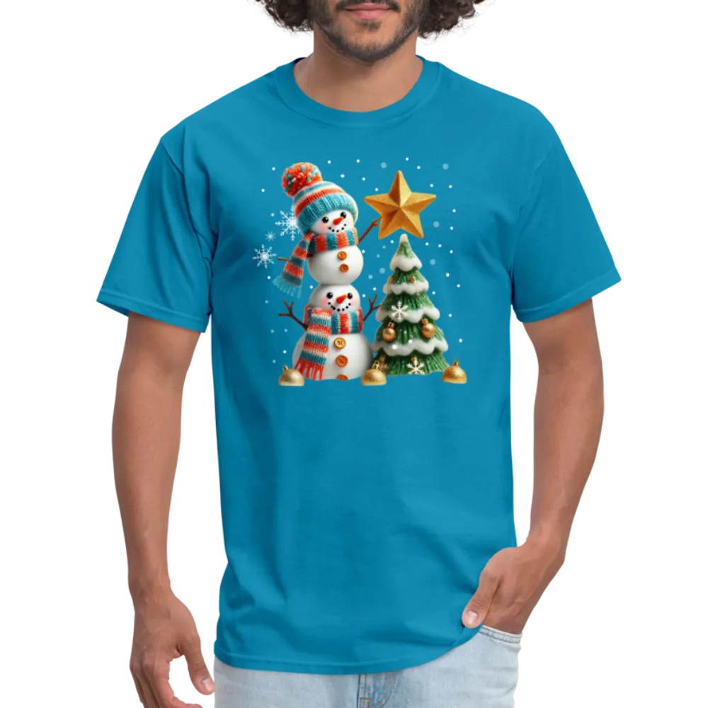 Cute Christmas Funny Snowman Decorating Tree T-Shirt