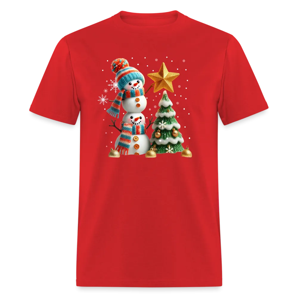 Cute Christmas Funny Snowman Decorating Tree T-Shirt