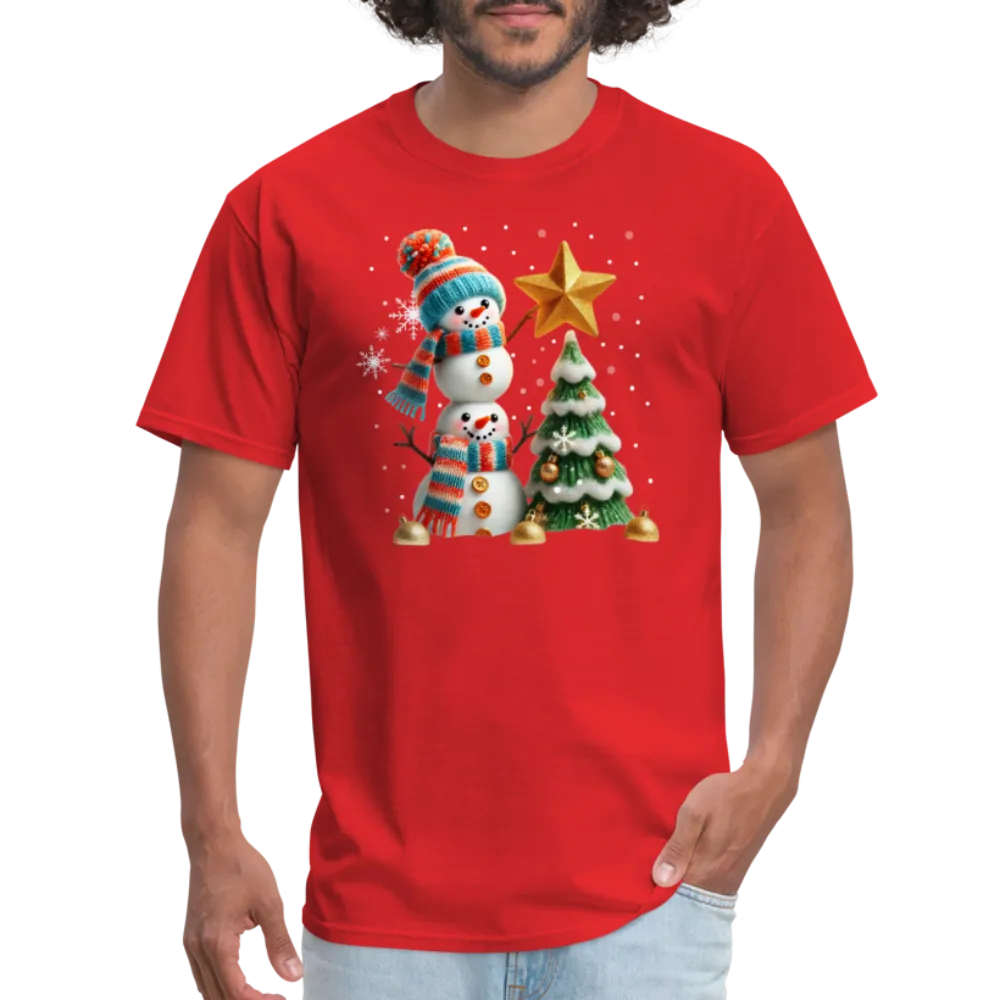 Cute Christmas Funny Snowman Decorating Tree T-Shirt