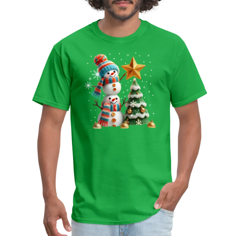 Cute Christmas Funny Snowman Decorating Tree T-Shirt