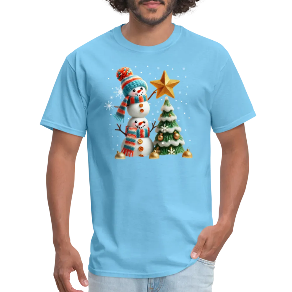 Cute Christmas Funny Snowman Decorating Tree T-Shirt