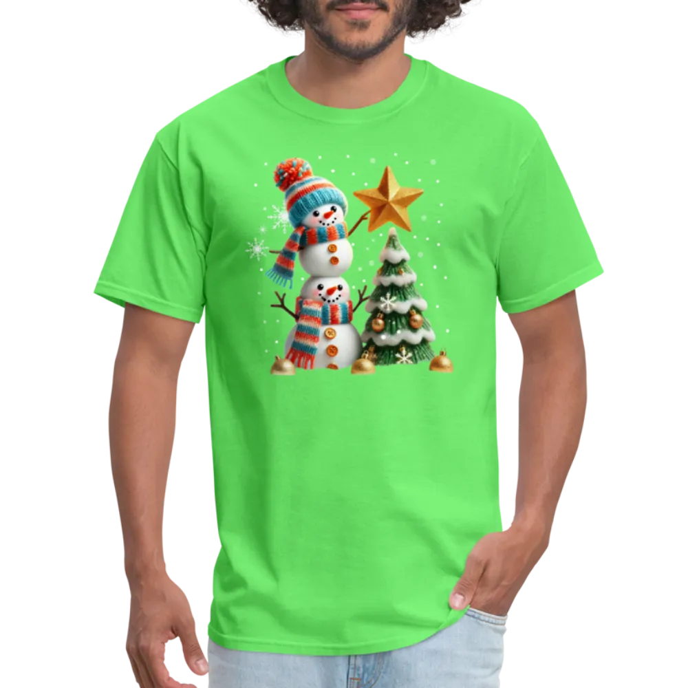 Cute Christmas Funny Snowman Decorating Tree T-Shirt