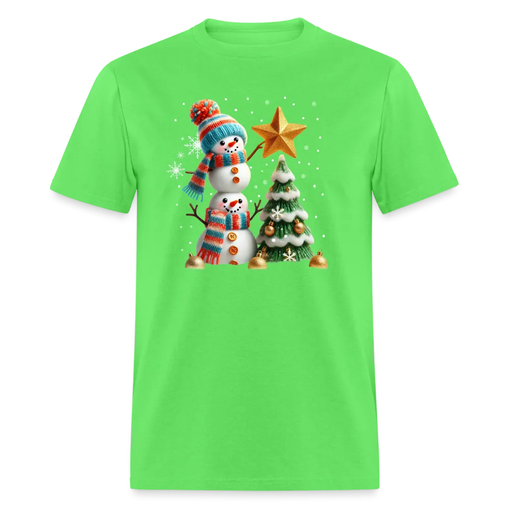 Cute Christmas Funny Snowman Decorating Tree T-Shirt