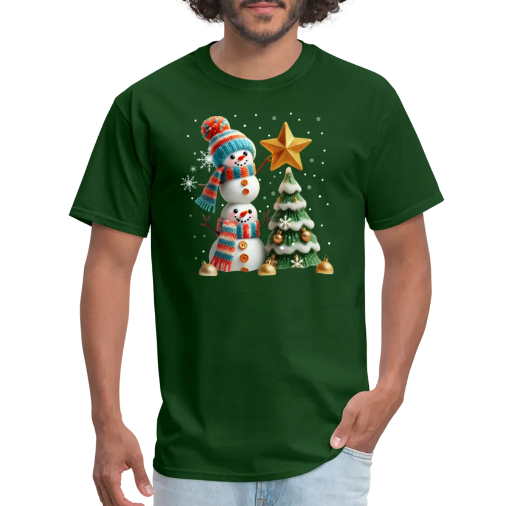 Cute Christmas Funny Snowman Decorating Tree T-Shirt