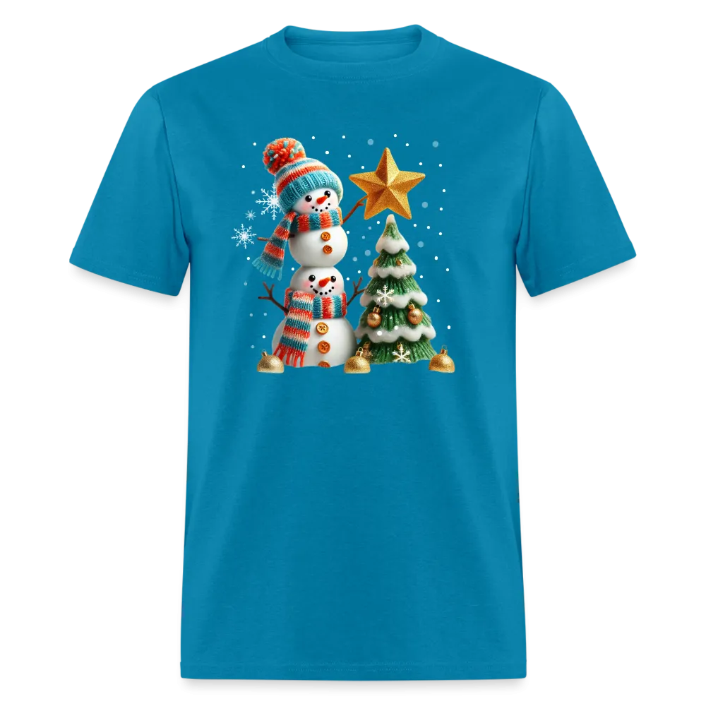 Cute Christmas Funny Snowman Decorating Tree T-Shirt