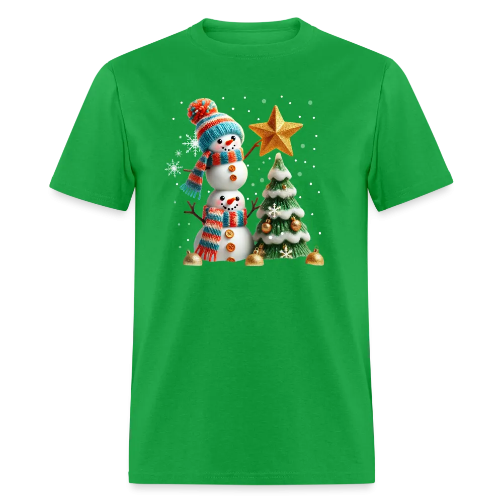 Cute Christmas Funny Snowman Decorating Tree T-Shirt