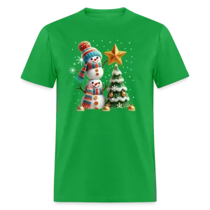 Cute Christmas Funny Snowman Decorating Tree T-Shirt