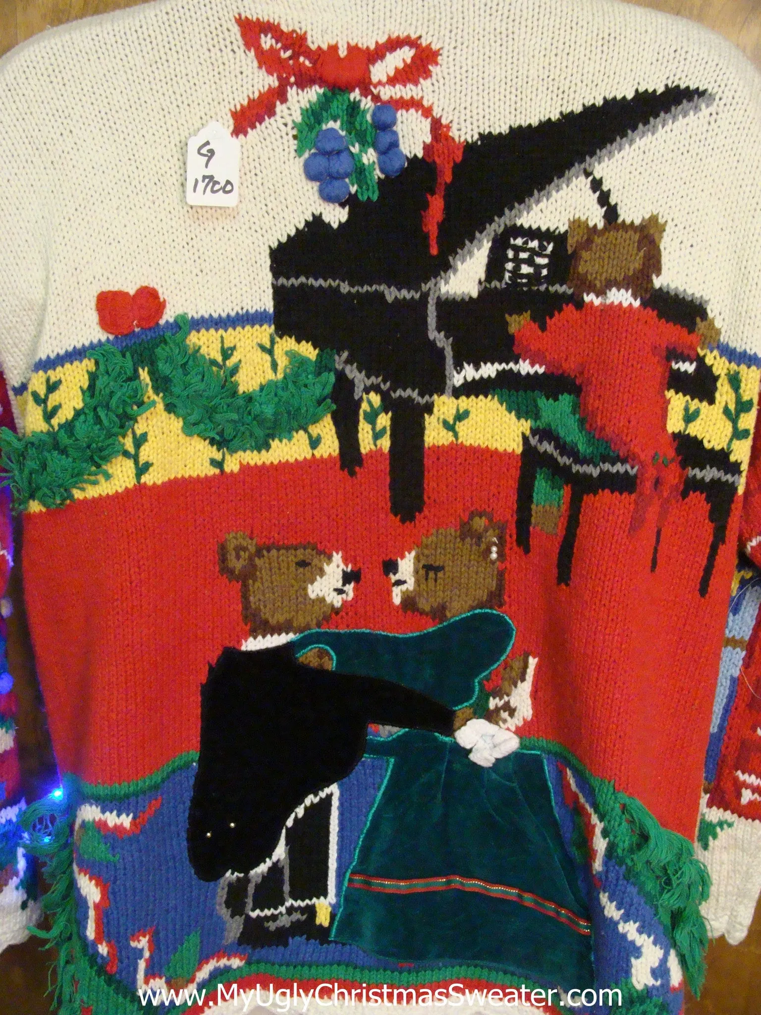 Dancing Bears 2sided 80s Light Up Ugly Xmas Sweater