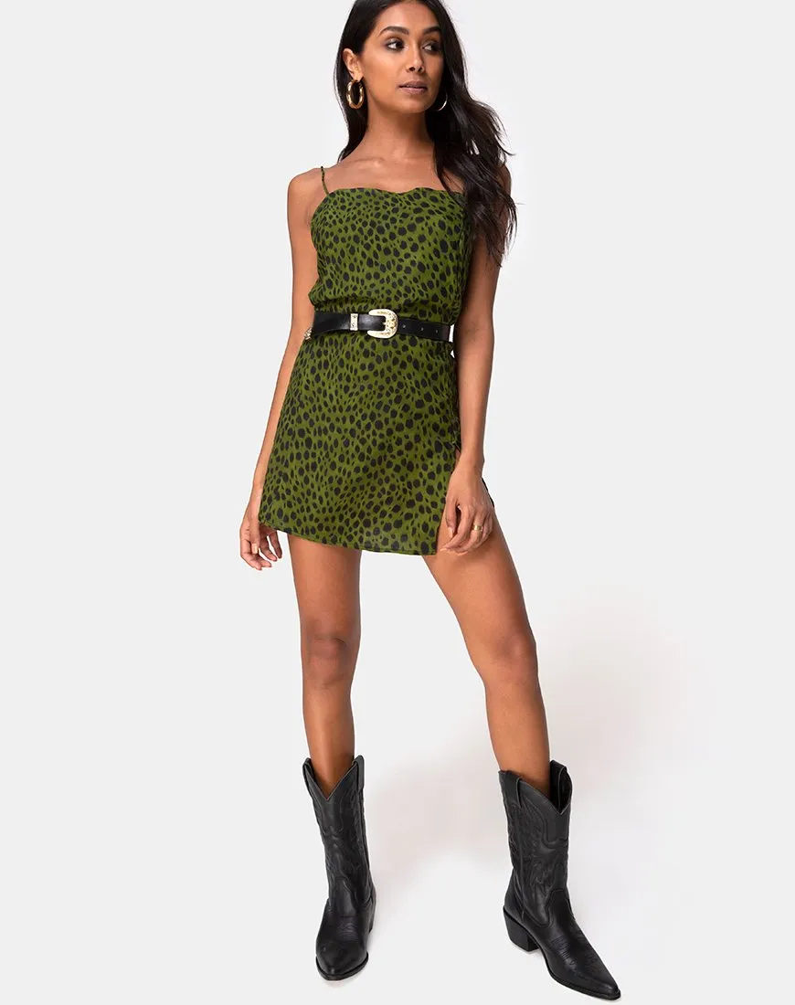 Datista Slip Dress in Cheetah Khaki