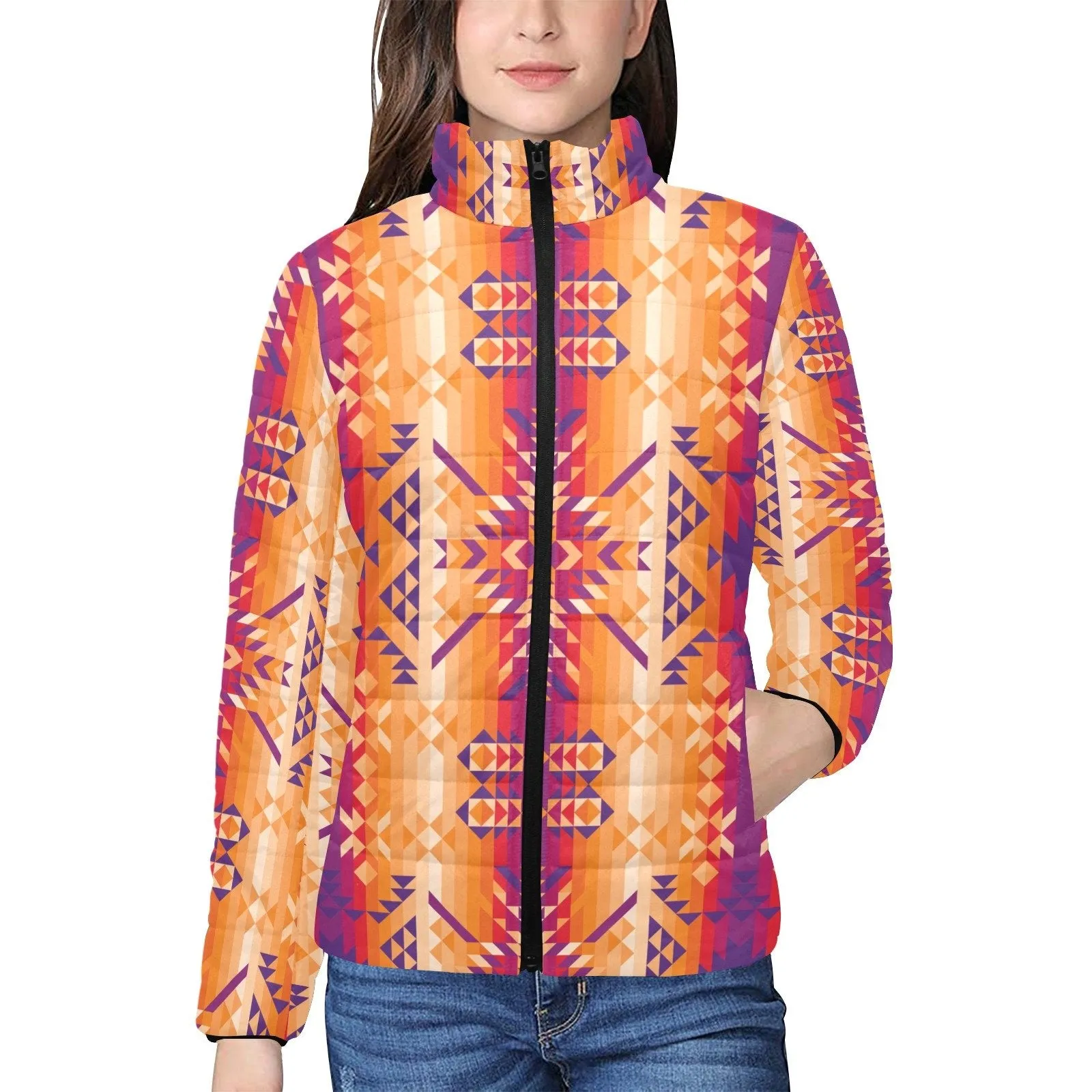 Desert Geo Women's Stand Collar Padded Jacket