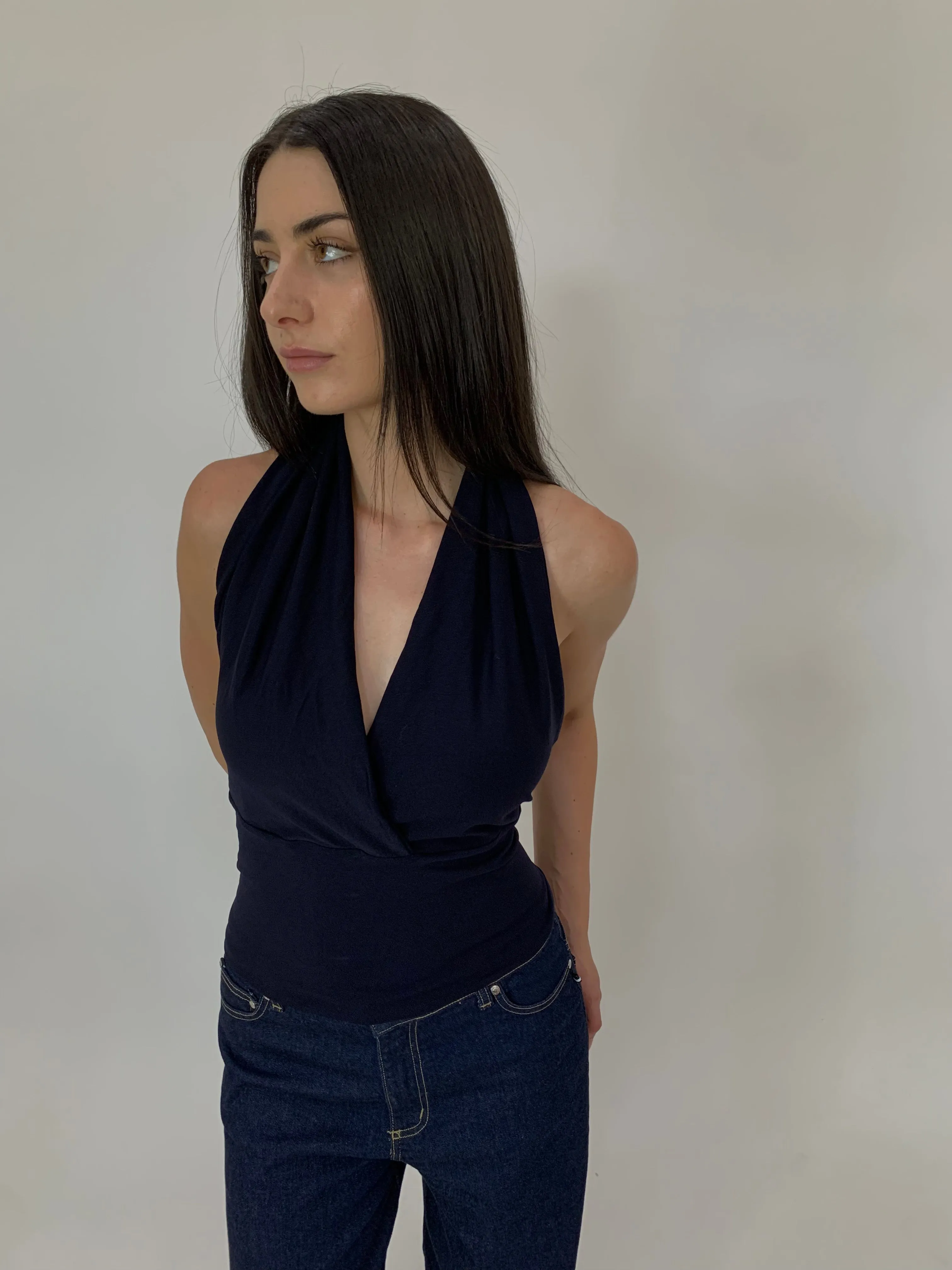 Deta Wrap Top. French Navy