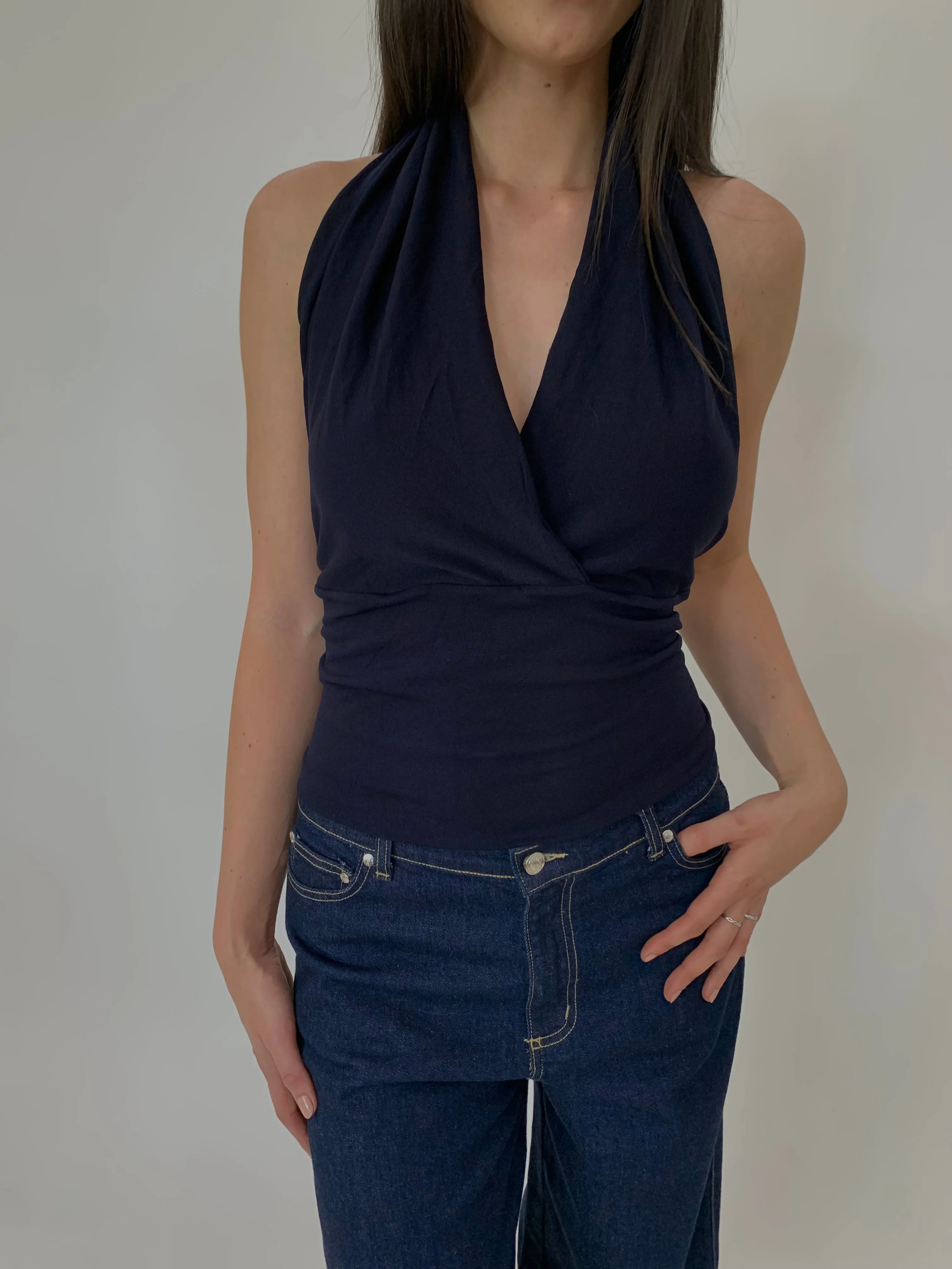 Deta Wrap Top. French Navy