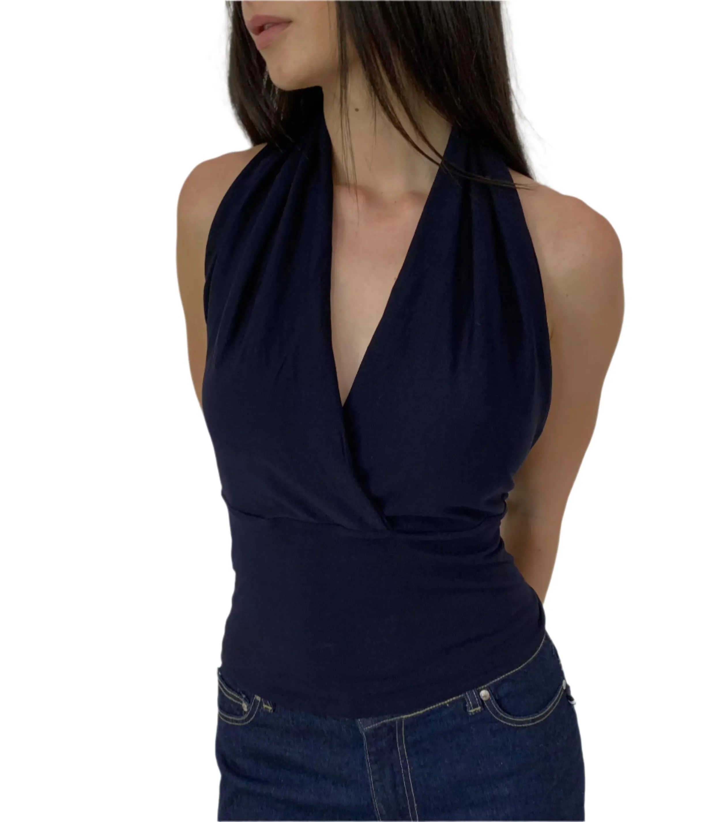 Deta Wrap Top. French Navy