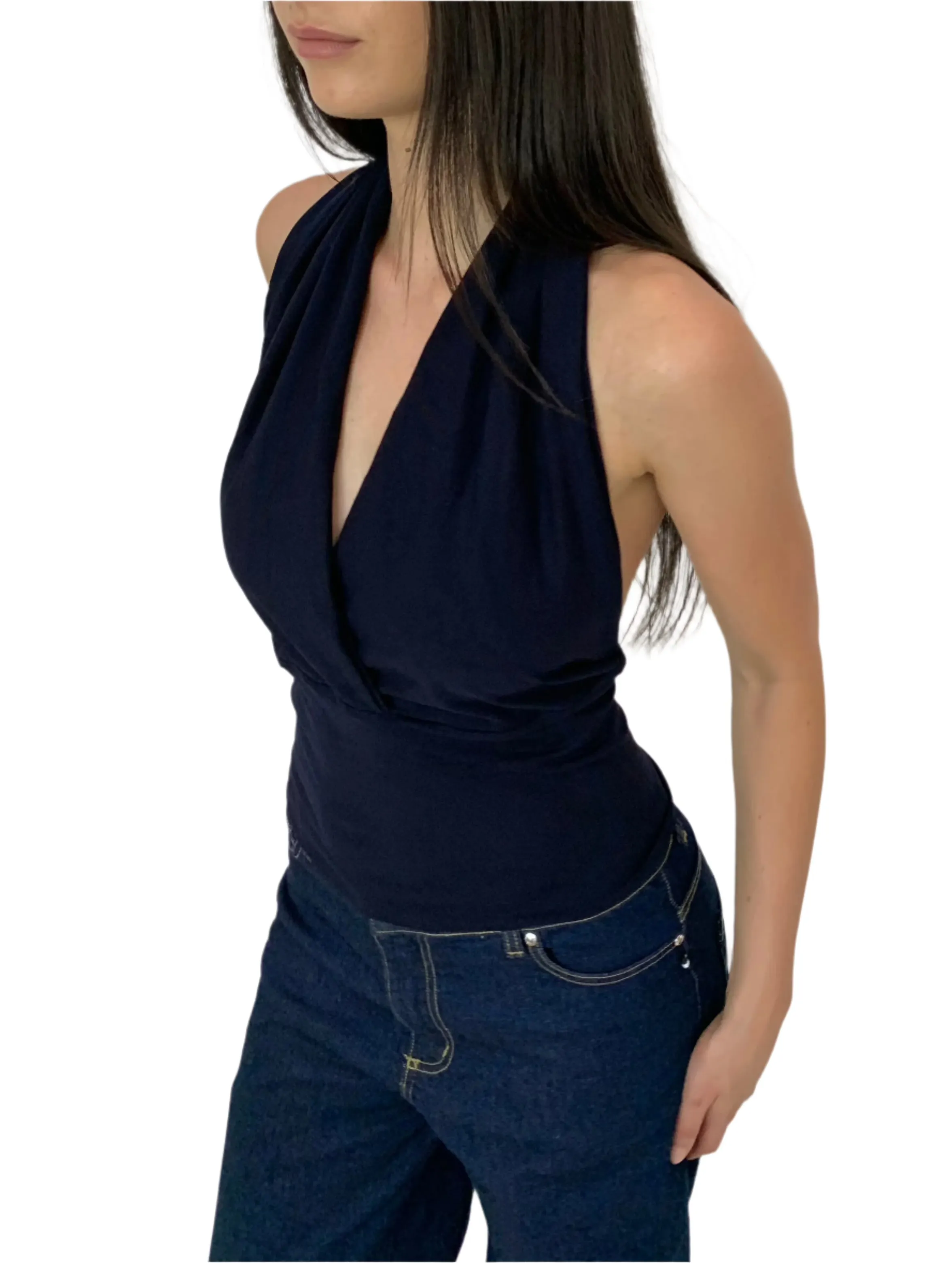 Deta Wrap Top. French Navy