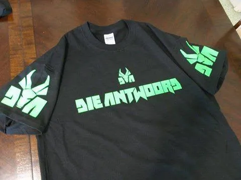 Die Antwoord Neon Green Art T-shirt With Sleeve Logos | Blasted Rat