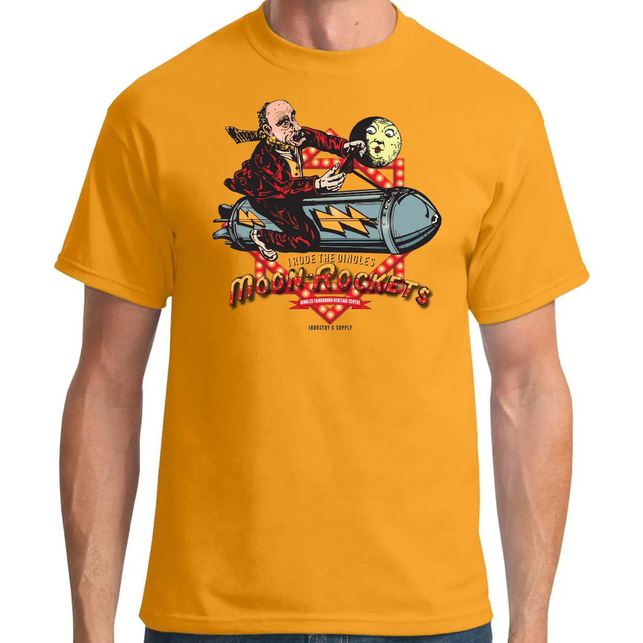 DINGLES FAIRGROUND MOON ROCKET T-SHIRT