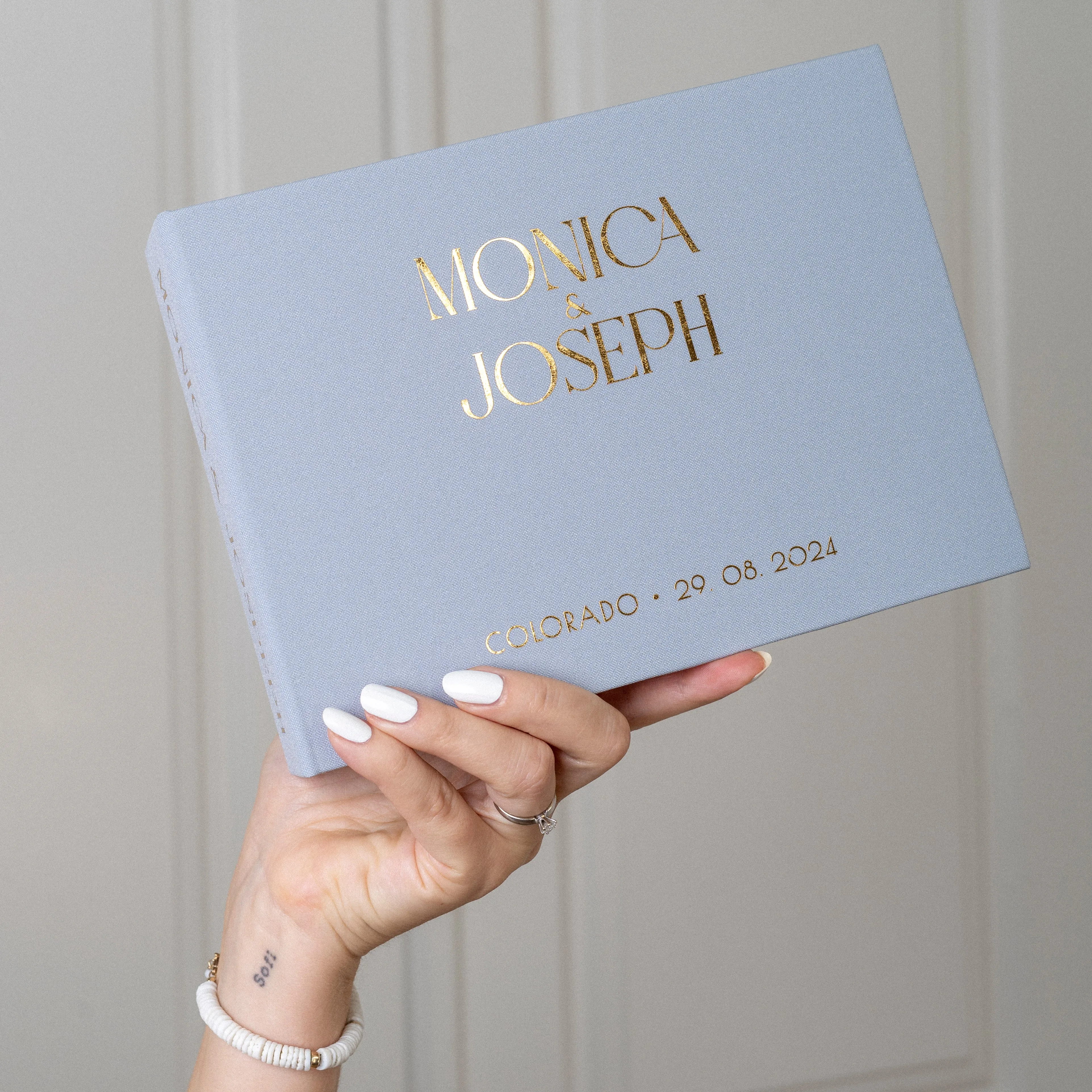 Dusty Sky Blue   Real Gold | Guest Book