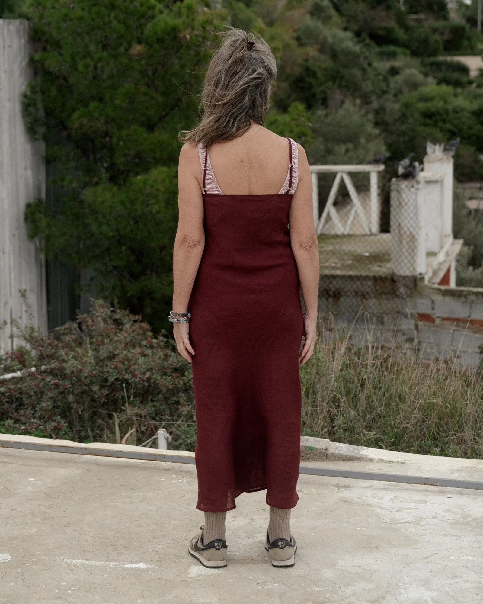 Dydine Dress - Fine Linen - Stome Burgundy