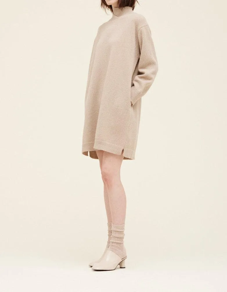 Ecru Neck Detail Sweater Dress