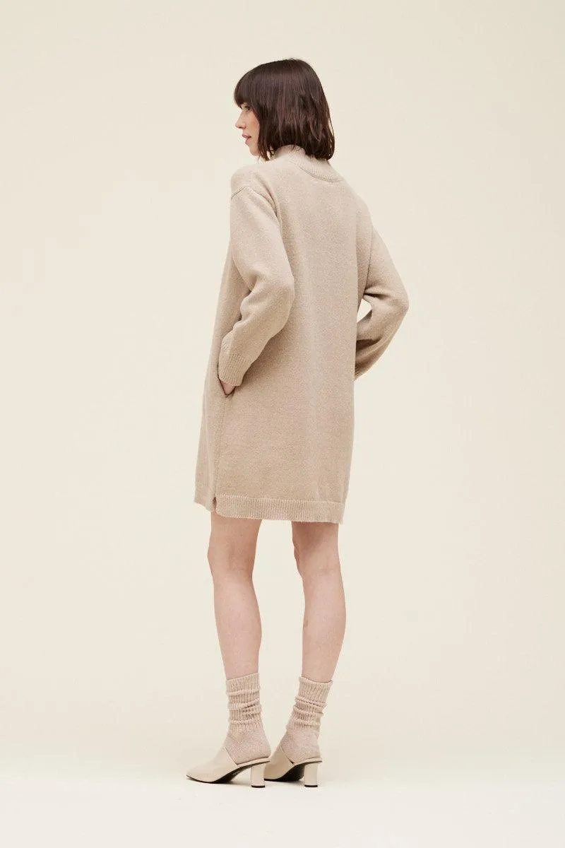 Ecru Neck Detail Sweater Dress