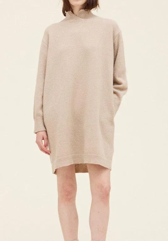 Ecru Neck Detail Sweater Dress