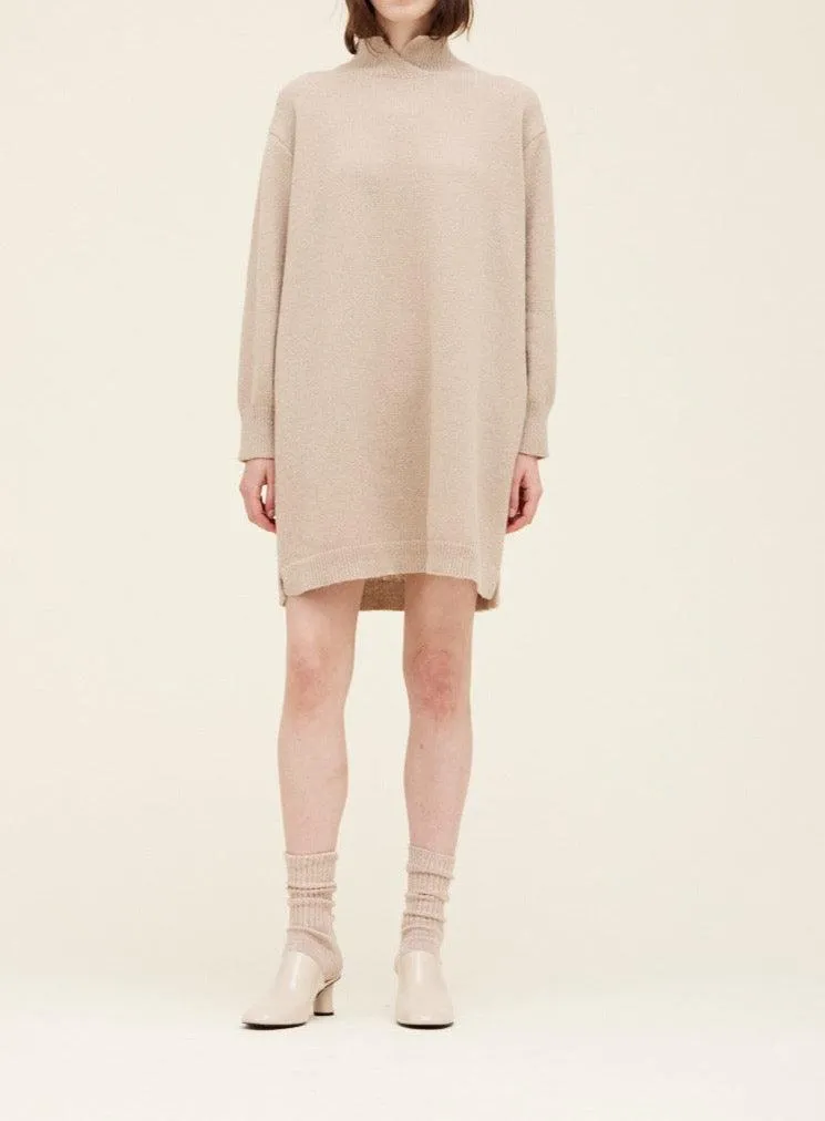 Ecru Neck Detail Sweater Dress