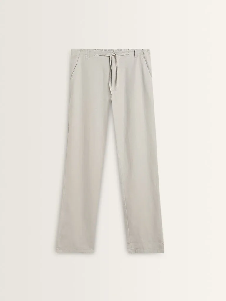 ETA Light Grey Relaxed-Fit Mid-Rise Cotton Blend Chinos