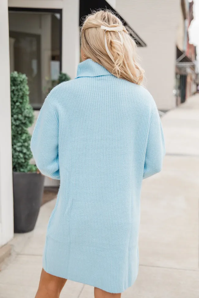 Faith In Love Sky Blue Turtleneck Sweater Dress