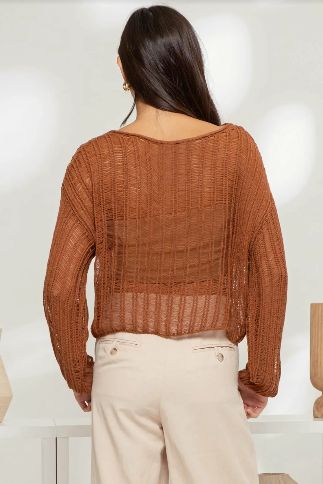 FINAL SALE - Olivia Open Knit Copper Top