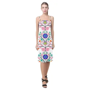 Floral Beadwork Four Clans White Alcestis Slip Dress