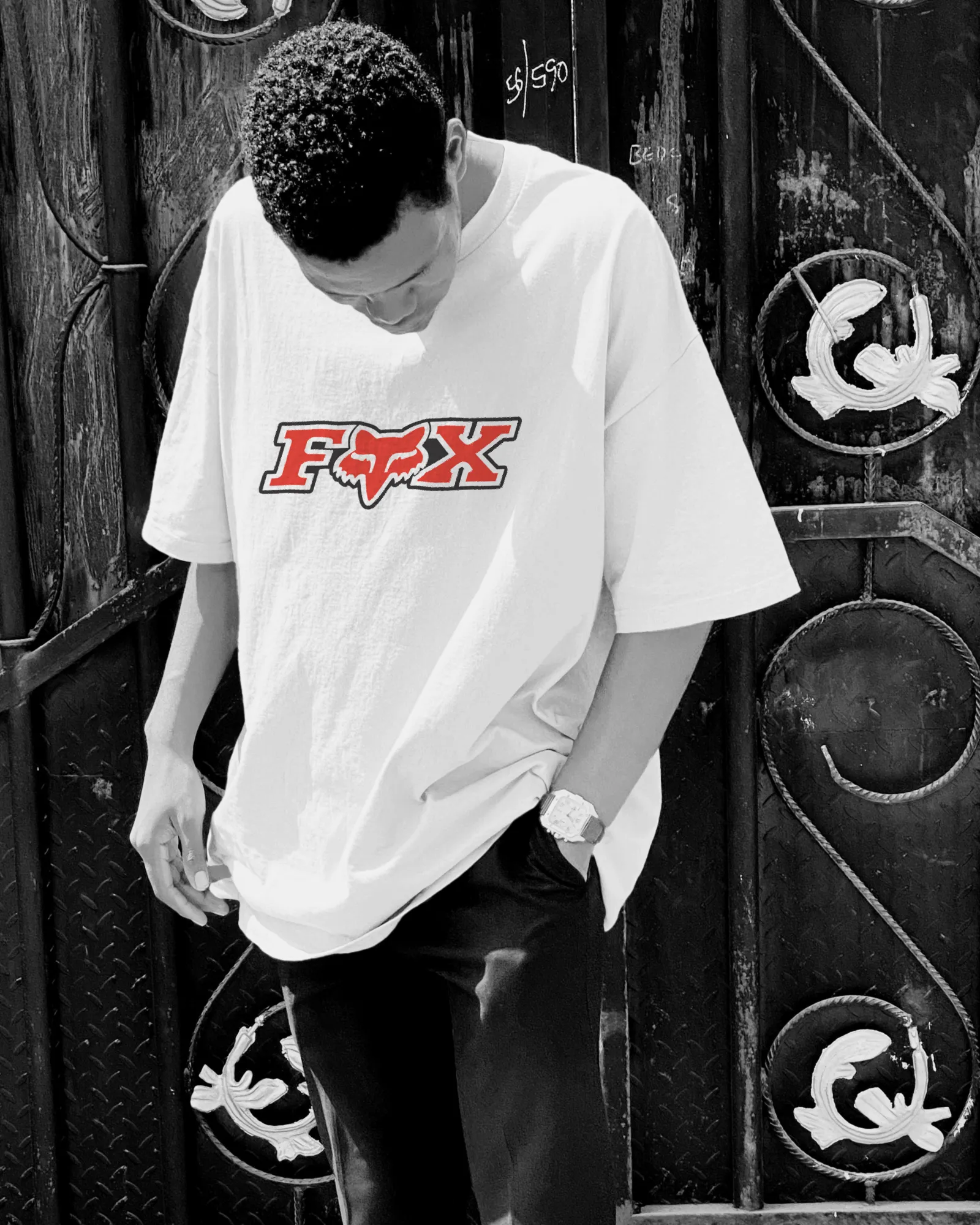 Fox White Oversized Men's T-shirt