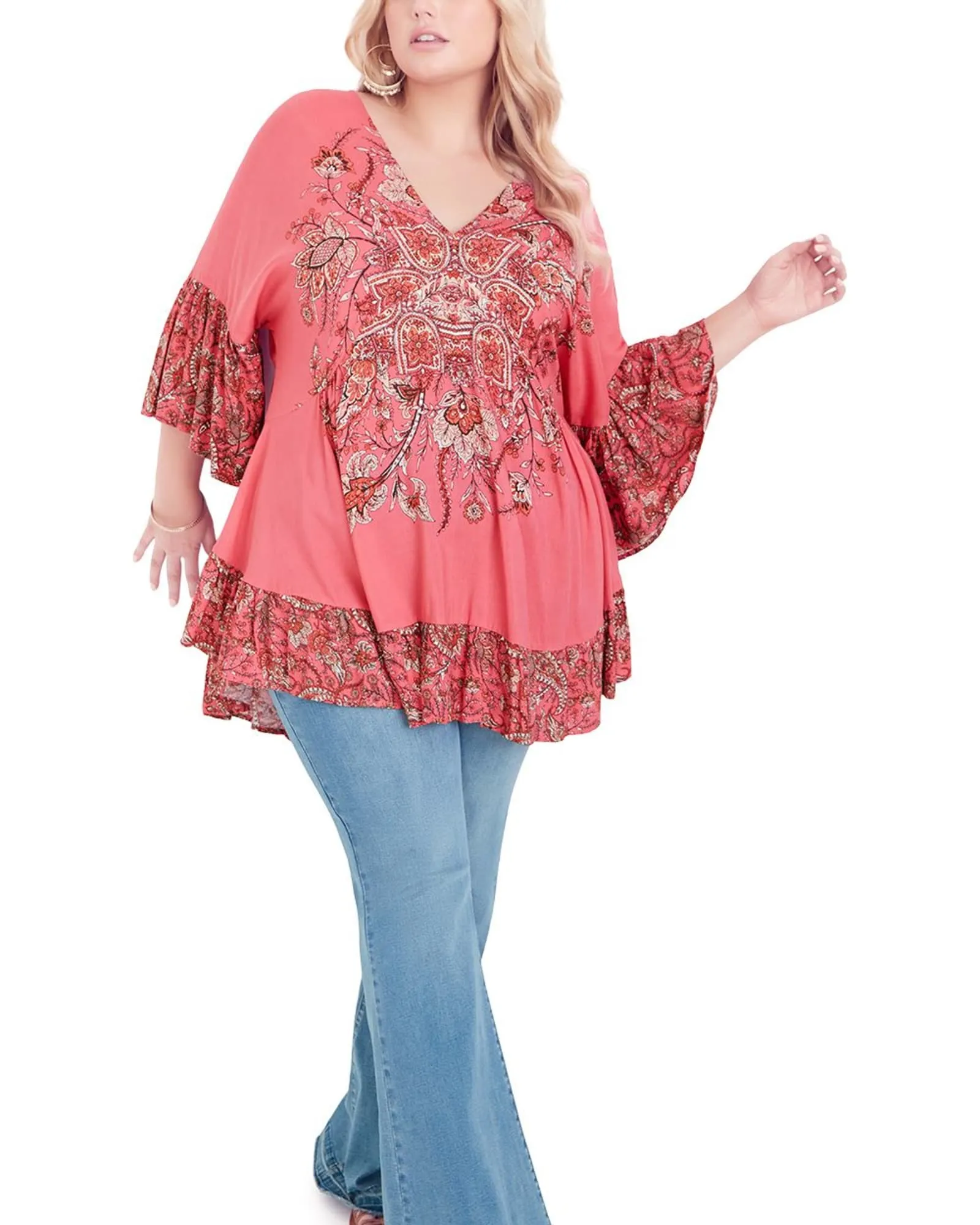 Frankie Frill Top  | Rose Paisley