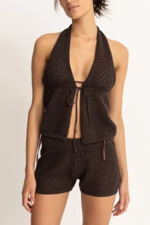 Frida Knit Halter Top Chocolate