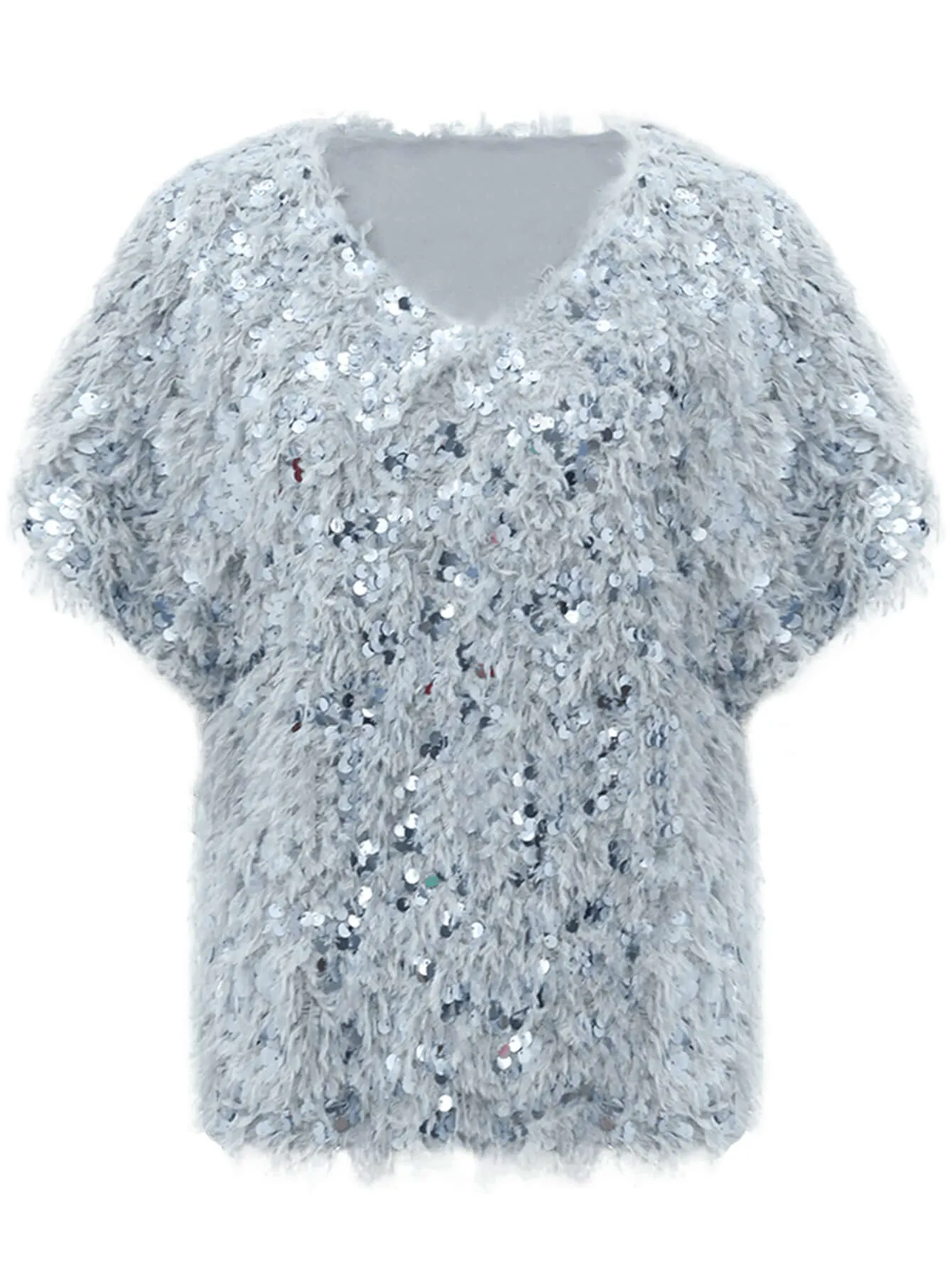 Fur Knit Sequin Top