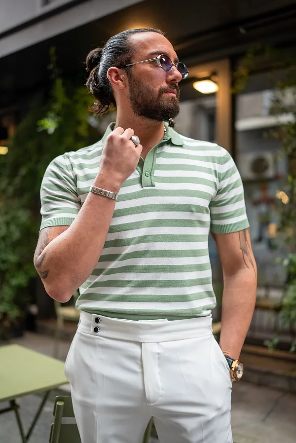 GentWith Rapid Green Striped Polo Shirt - GENT WITH