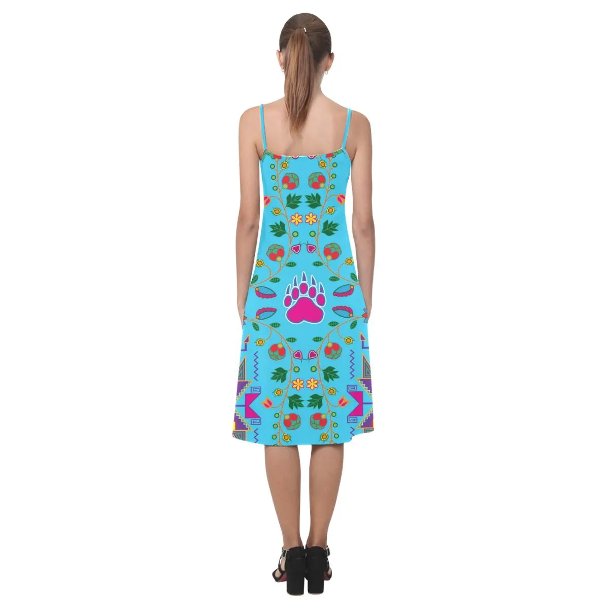 Geometric Floral Fall - Sky Blue Alcestis Slip Dress