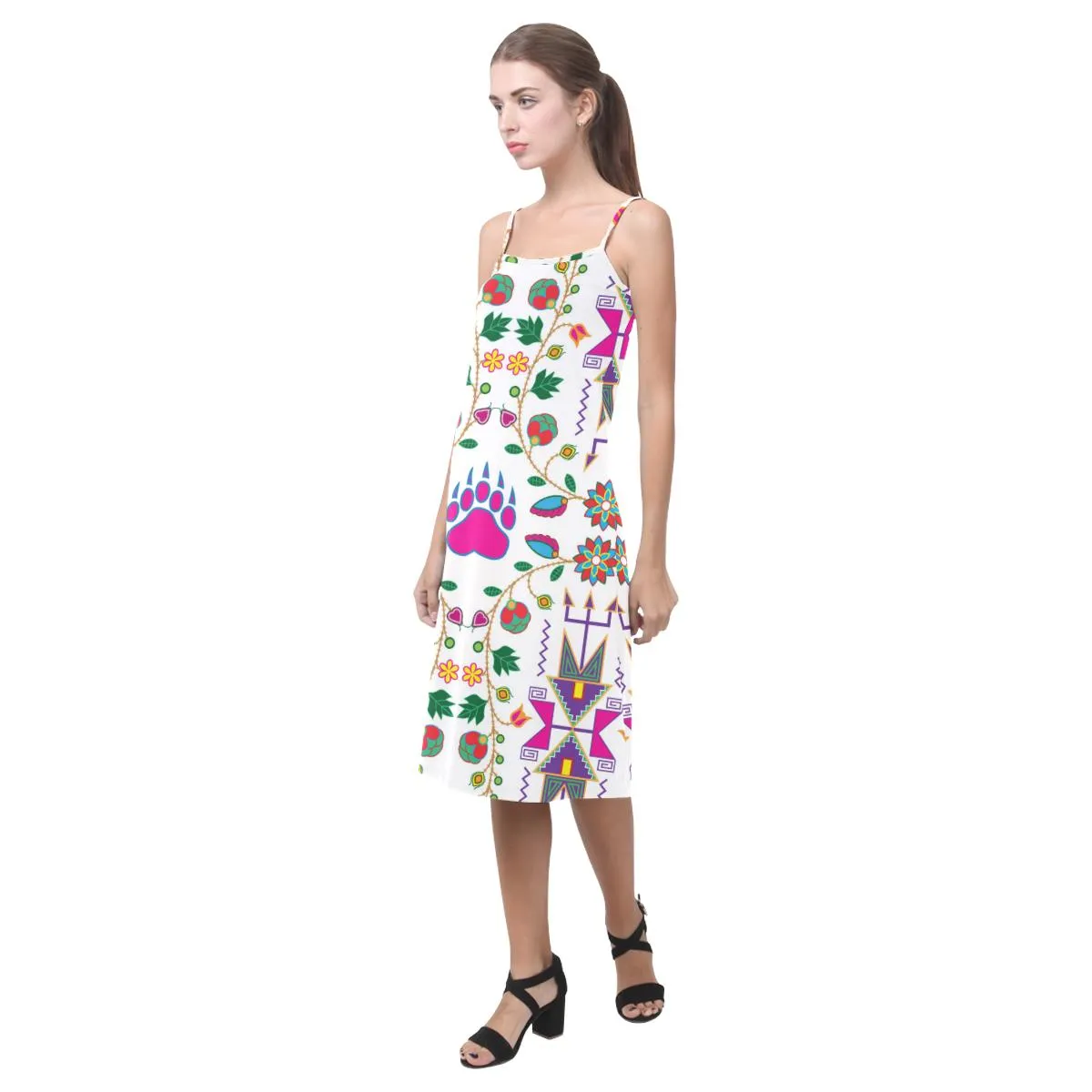 Geometric Floral Fall - White Alcestis Slip Dress