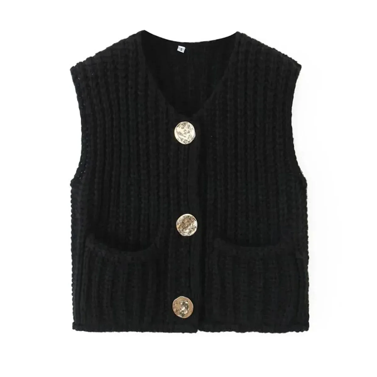 Girlary Korean Fashion Crop Sweater Women Vest Solid Loose Casual Sweater Vest Cable Knit Sweater Vest For Women Luxury Designer Tops