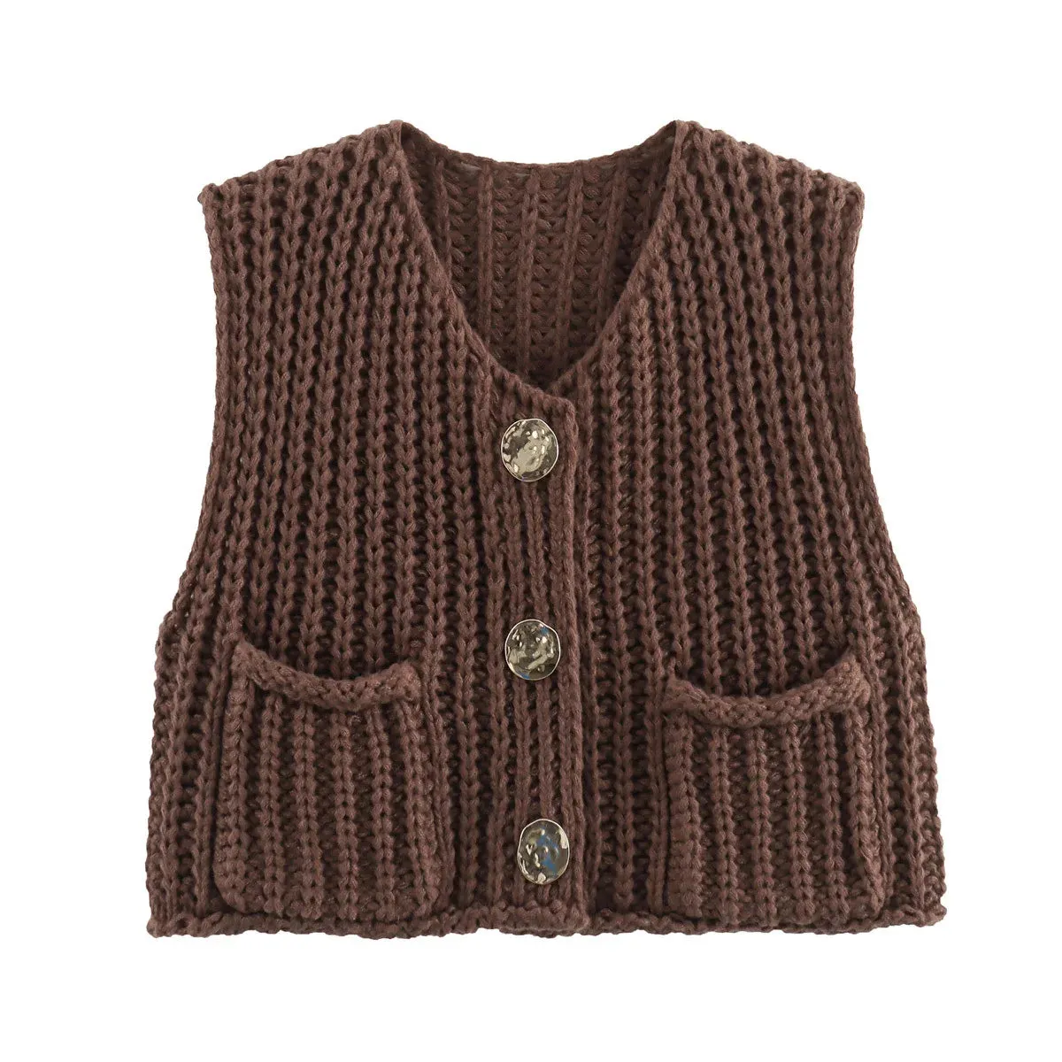 Girlary Korean Fashion Crop Sweater Women Vest Solid Loose Casual Sweater Vest Cable Knit Sweater Vest For Women Luxury Designer Tops