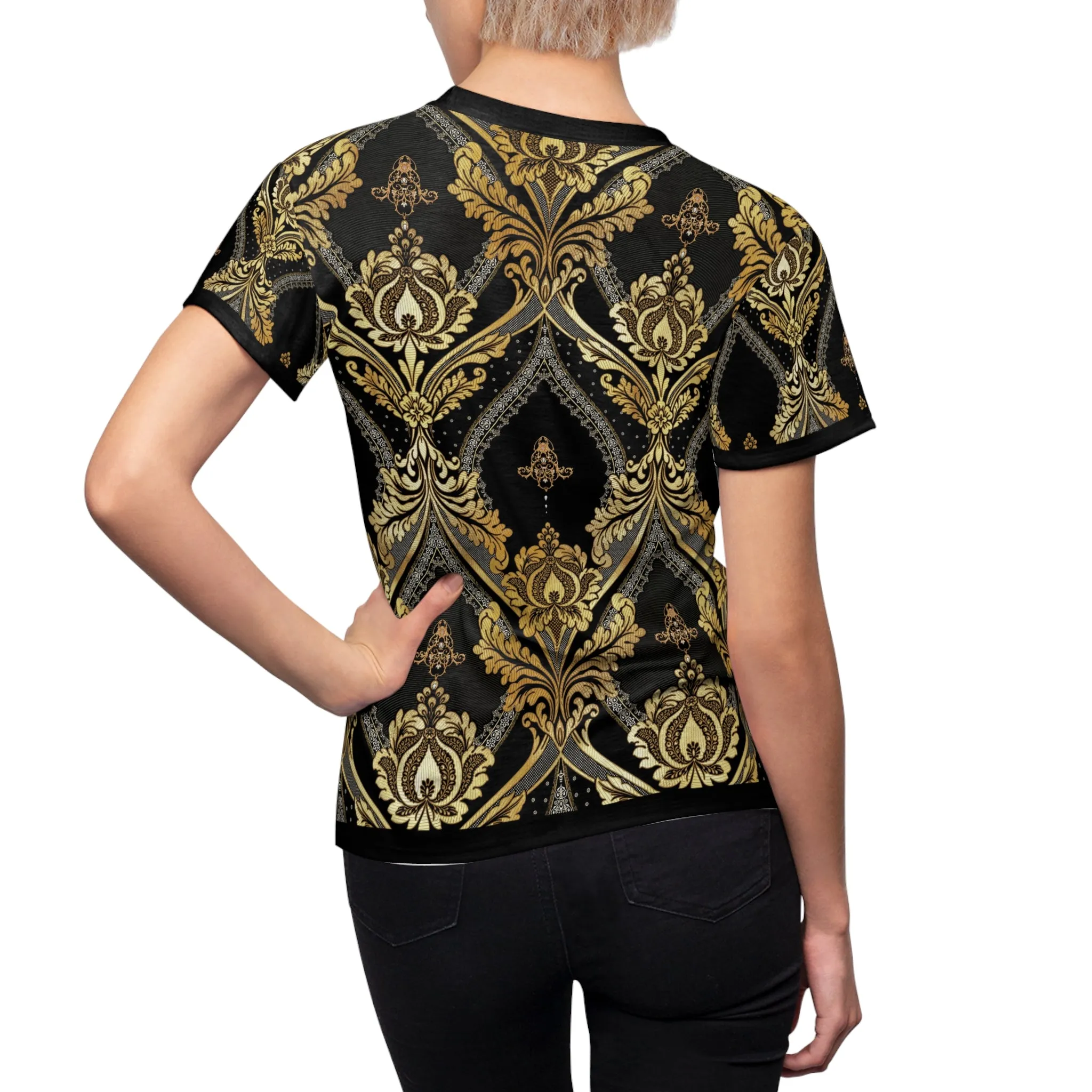 Gold Damask T-Shirt Unisex Tee All Over Print T-Shirt Gold Damask Tee Unisex T-Shirt | 075