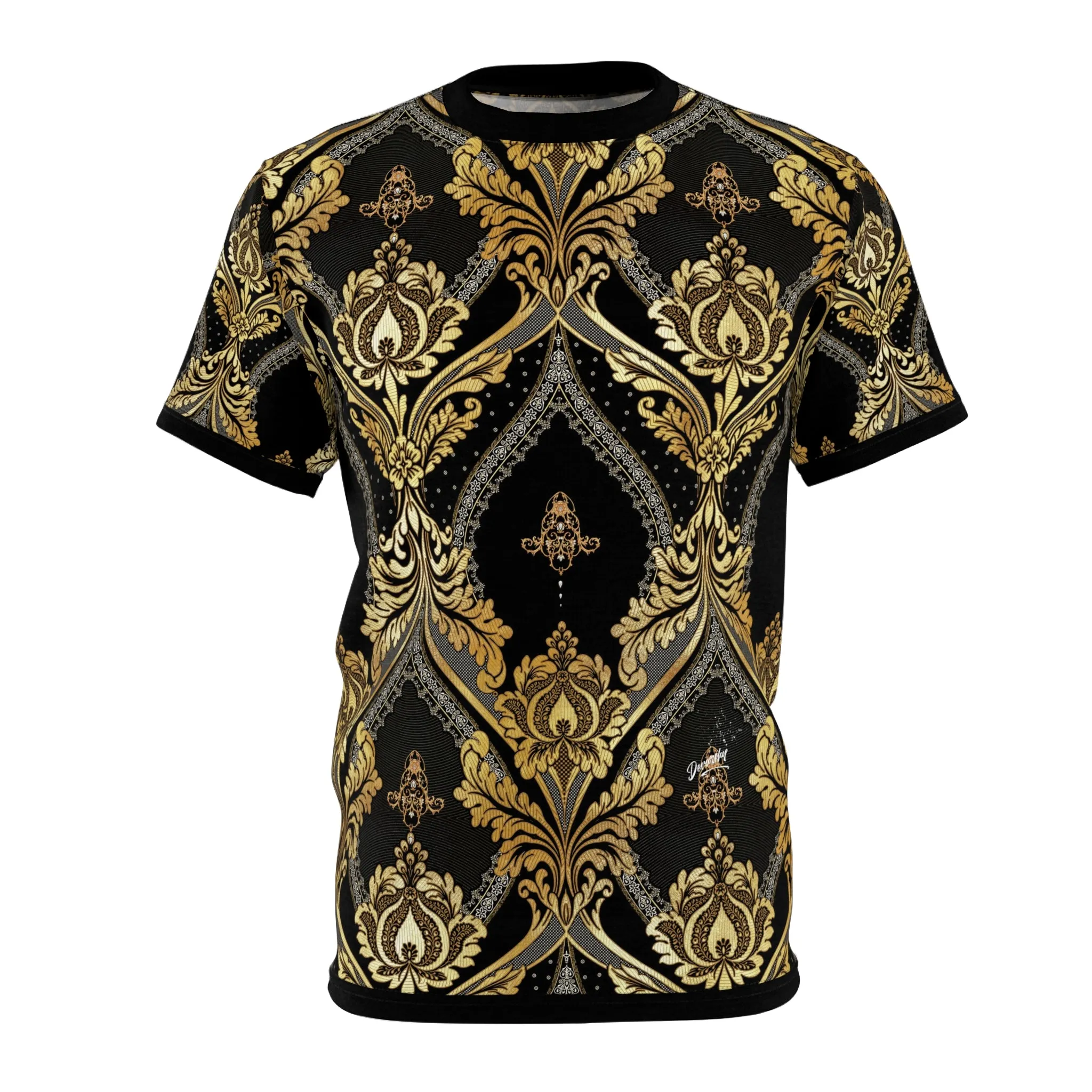 Gold Damask T-Shirt Unisex Tee All Over Print T-Shirt Gold Damask Tee Unisex T-Shirt | 075