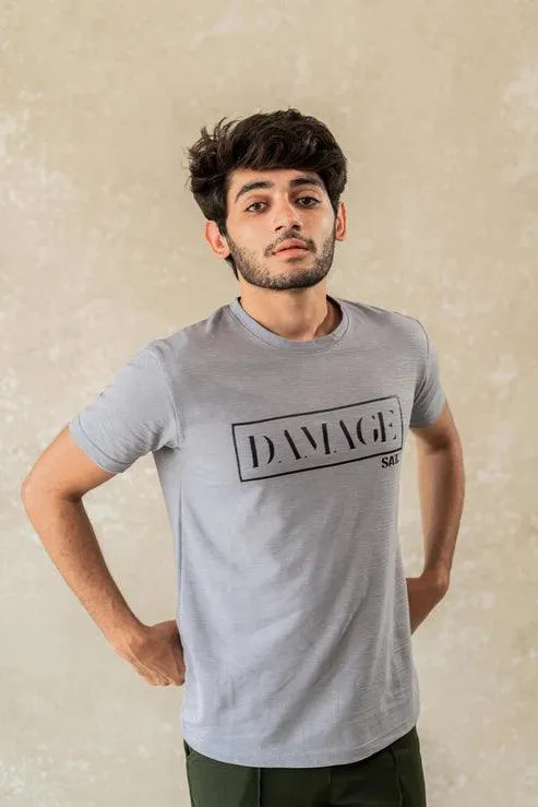 Grey Damage Round neck T-shirt (Unisex)