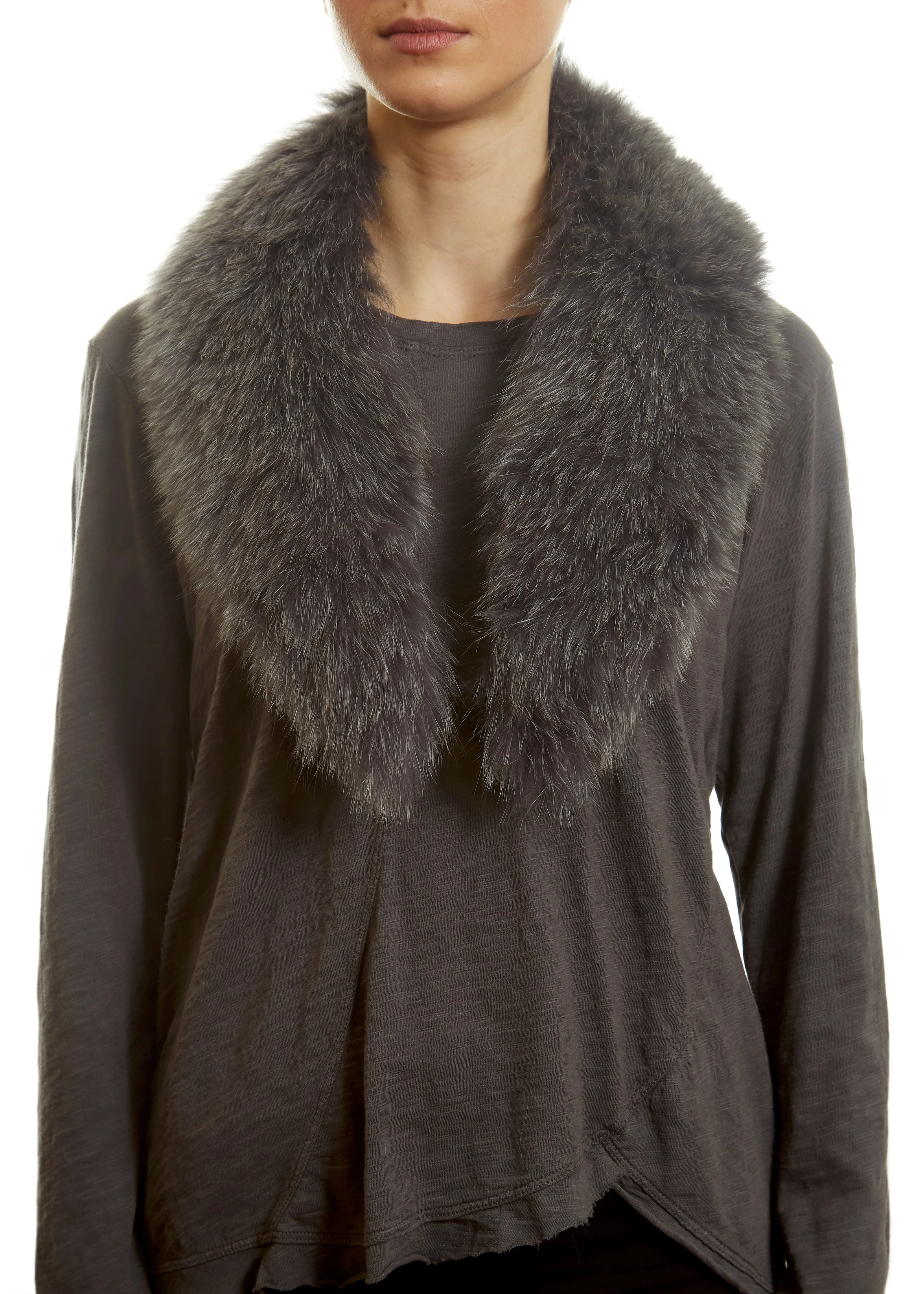 Grey Genuine Fox Fur Collar