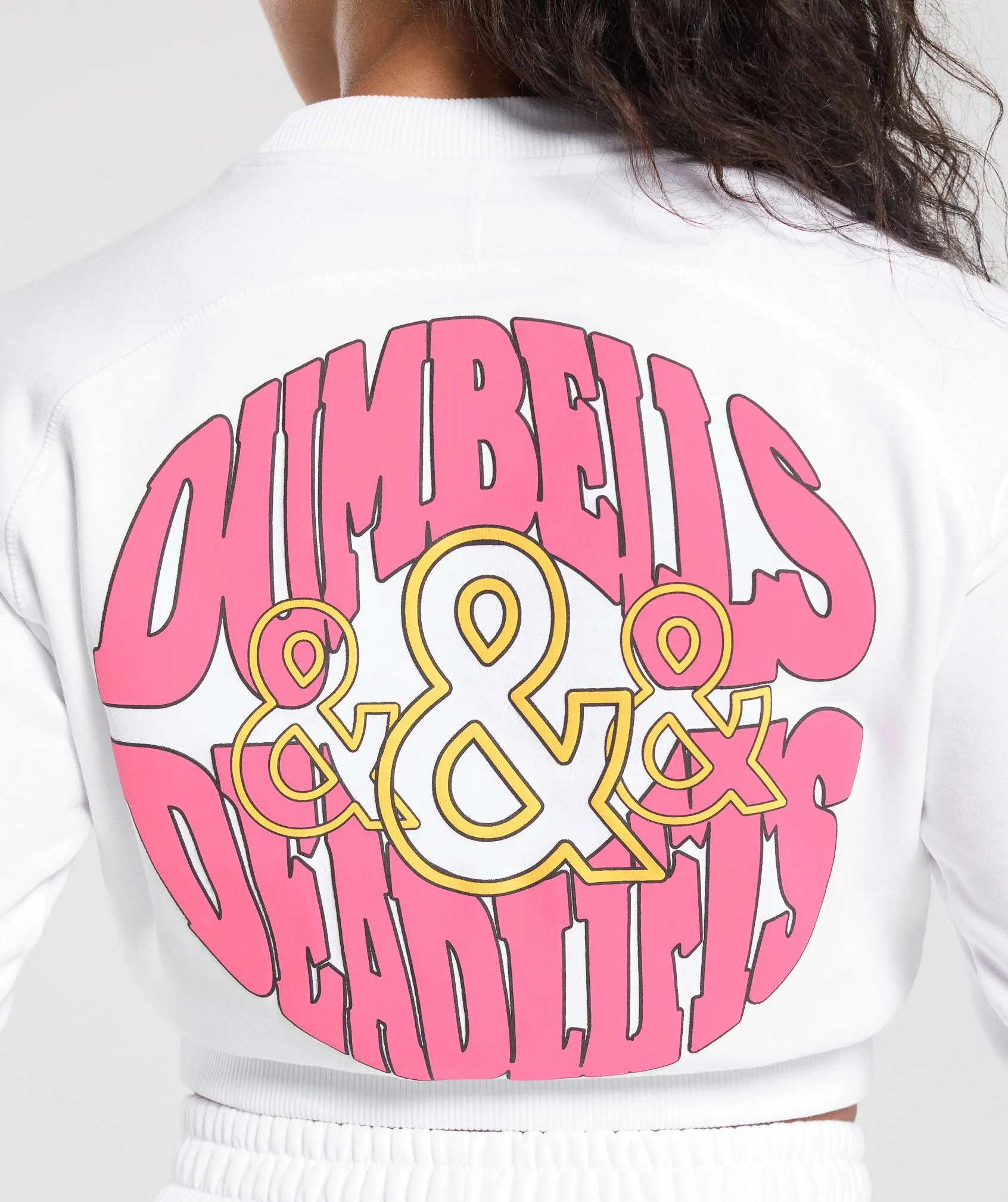 Gymshark Dumbells & Deadlifts Crop Sweater - White