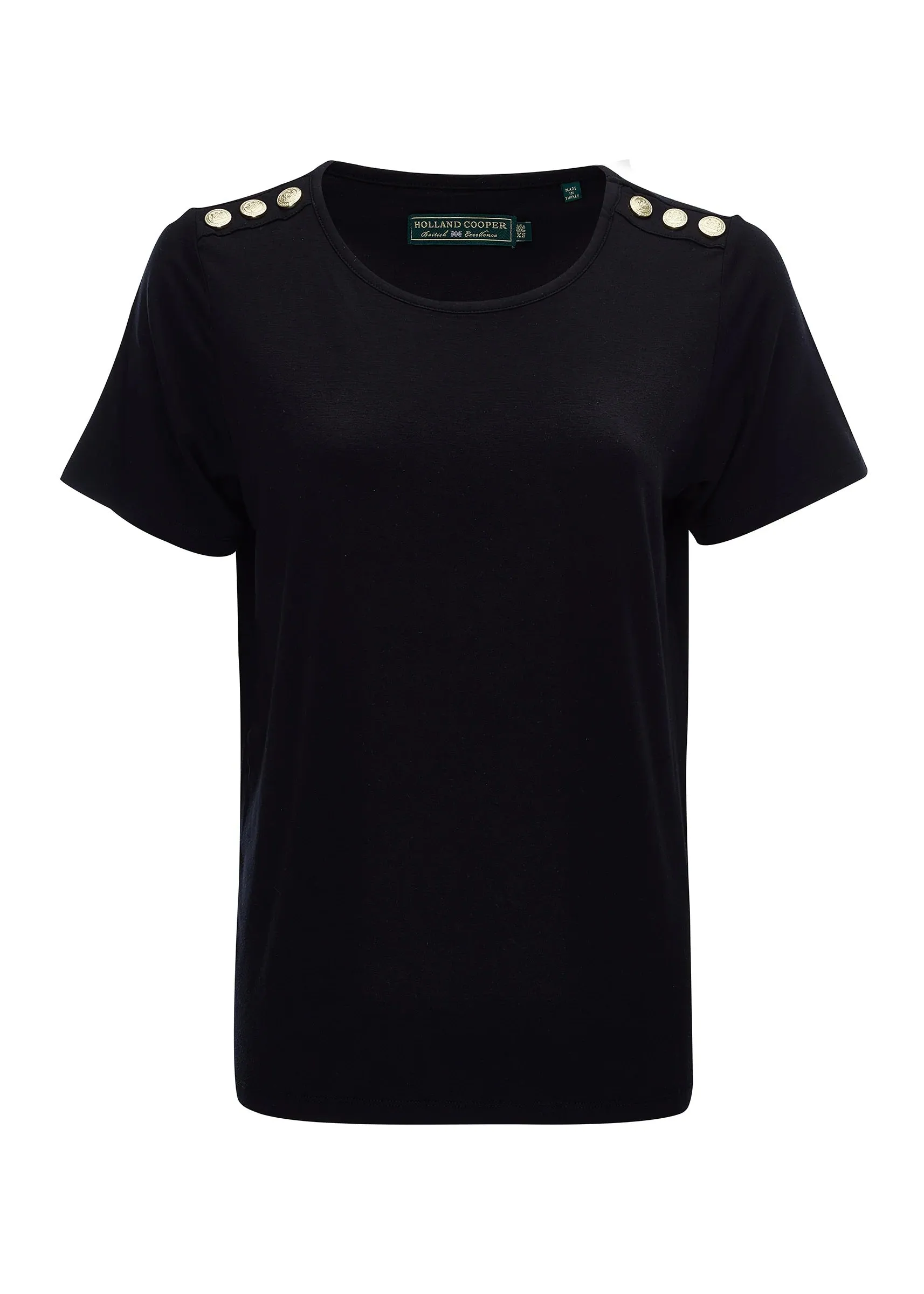 Holland Cooper Relax Fit Crew Neck Tee in Black