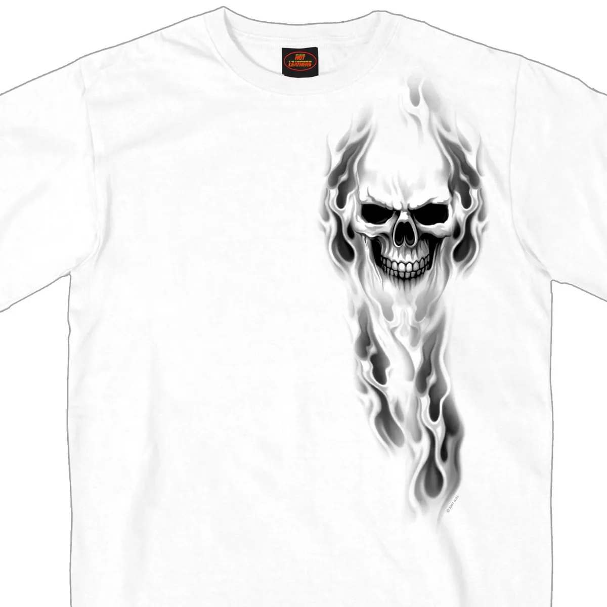 Hot Leathers GMD1080 Men's 'Ghost' Skull Double Sided White Printed