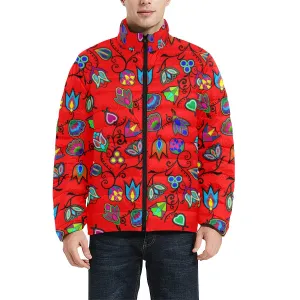 Indigenous Paisley Dahlia Men's Stand Collar Padded Jacket