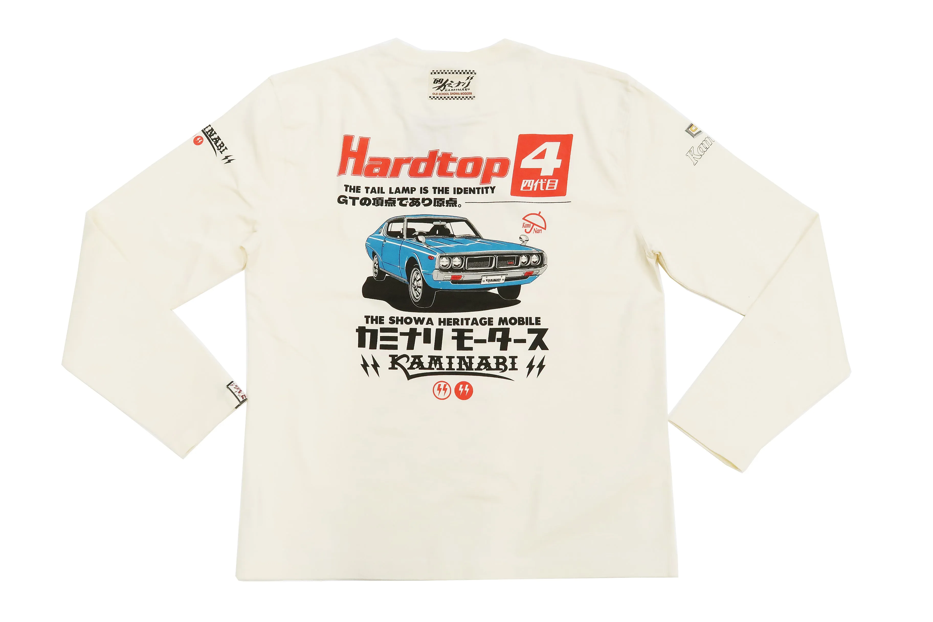 Kaminari T-Shirt Men's Classic Japanese Car Graphic Long Sleeve Tee Efu-Shokai KMLT-223 Off-White